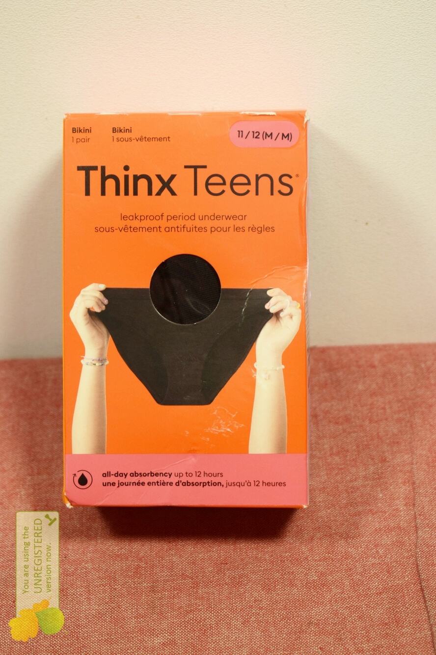 Thinx Teens Bikini Leakproof Women's Period Underwear Black Medium (Pack Wear)